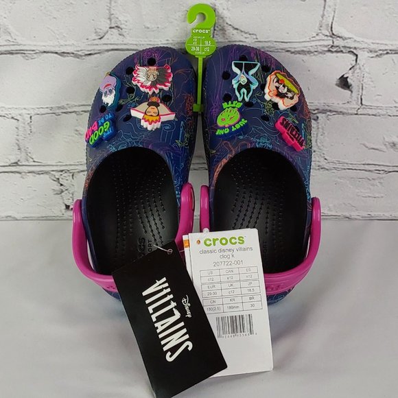 'CROCS' 'DISNEY VILLAINS'  LIMITED EDITION 'JIBBITZ' SLIP-ON CLASSIC CLOG SLIDES - Picture 15 of 16